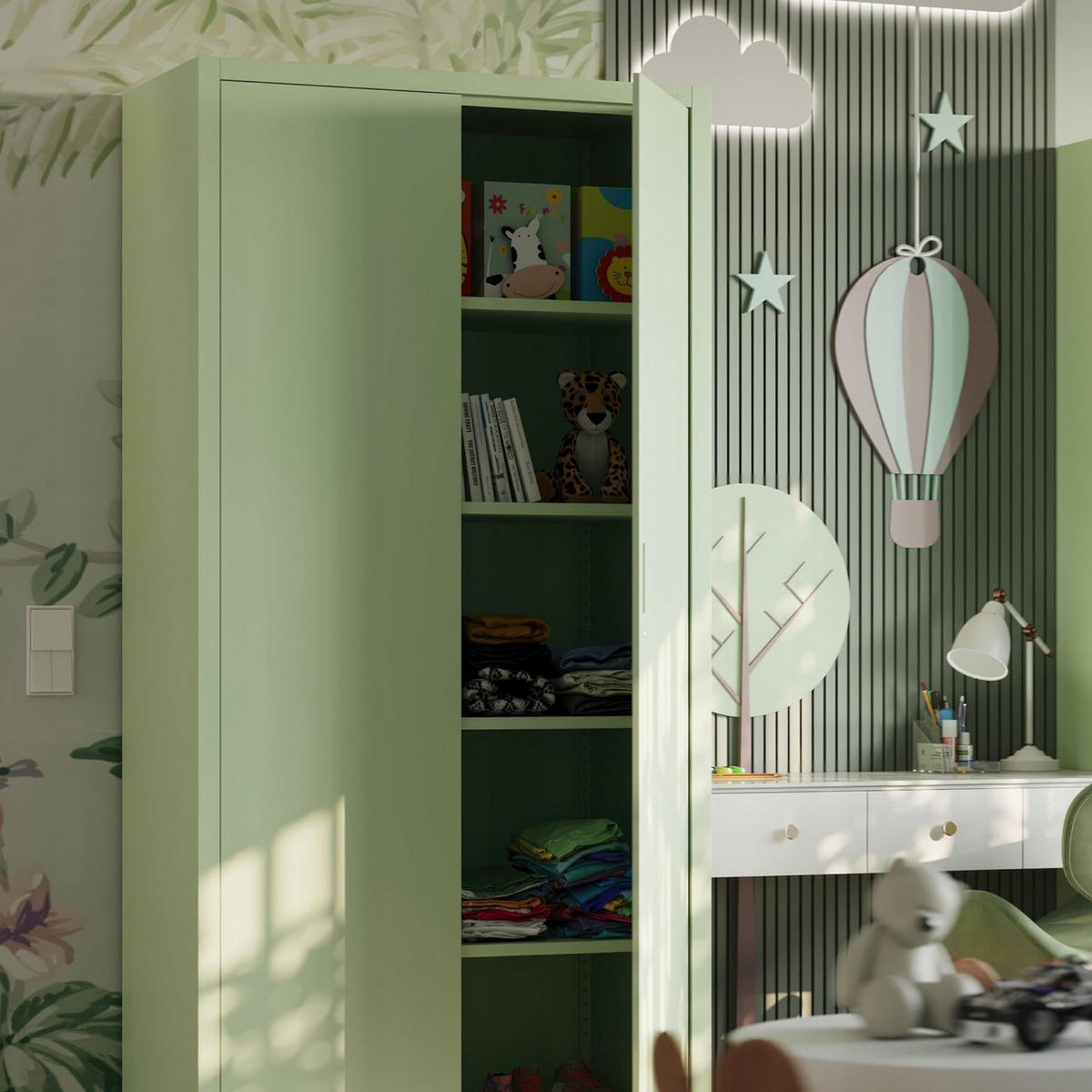 AKTENSCHRANK JAN 185x90x45 cm - Grün, Metall (90/185/40cm) - Jan Nowak