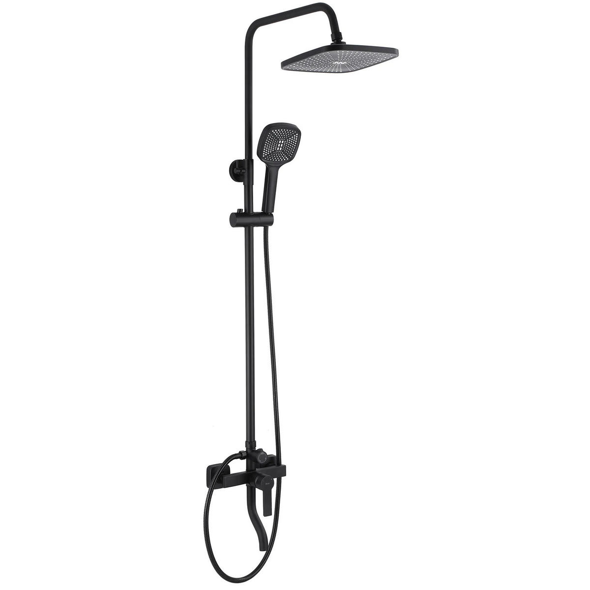 DUSCHGARNITUR Rea Argus Black Matt - Schwarz, Metall (23/144/44cm) - REA