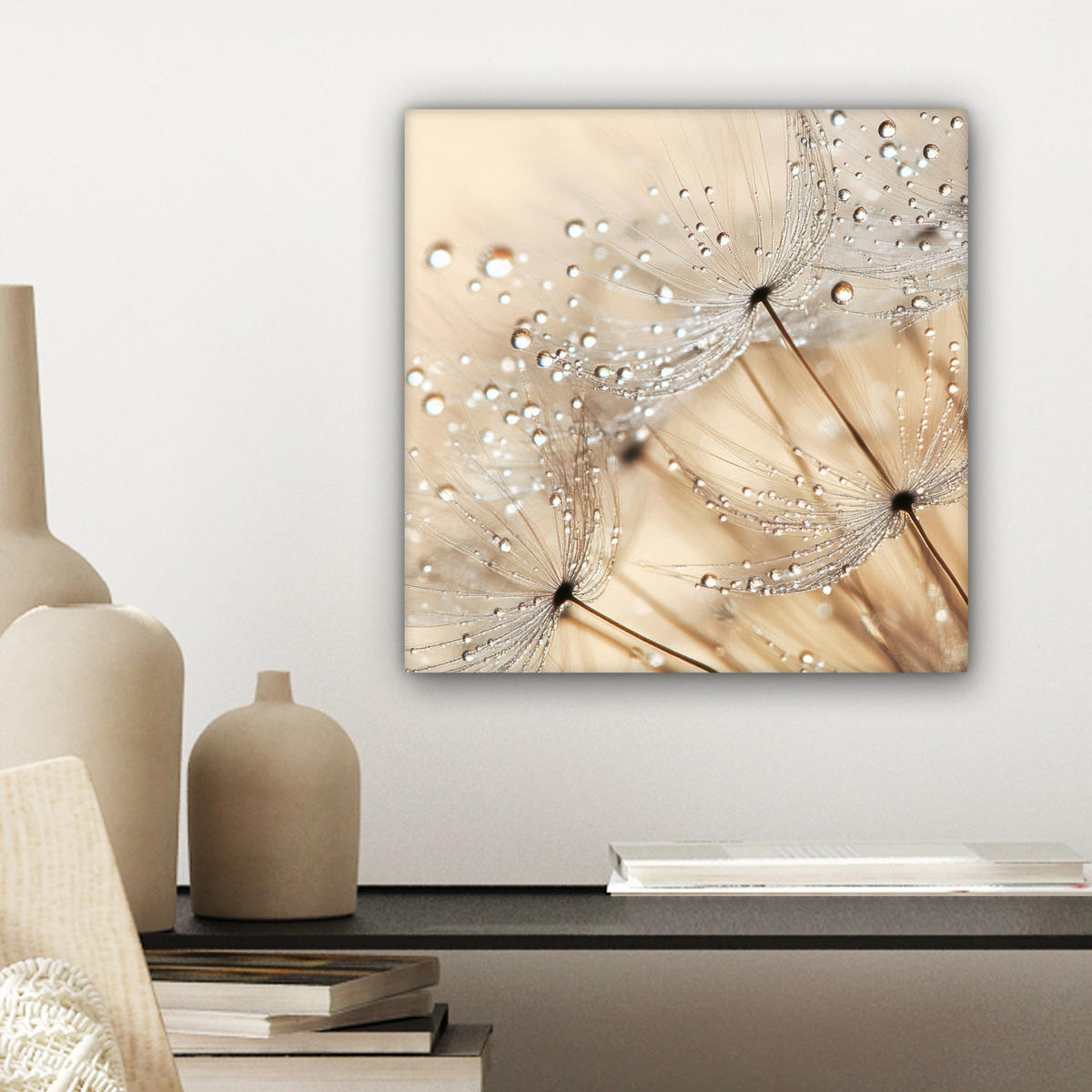 LEINWANDBILD Löwenzahn - Abstrakt - Natur - Beige 20x20 cm - Braun, Textil (20/20cm) - MuchoWow