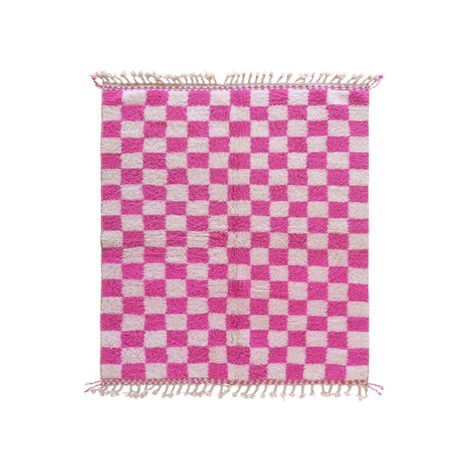 BERBERTEPPICH mit Karomuster 176x 208 cm - Pink, Naturmaterialien (176/208cm) - AFK Living