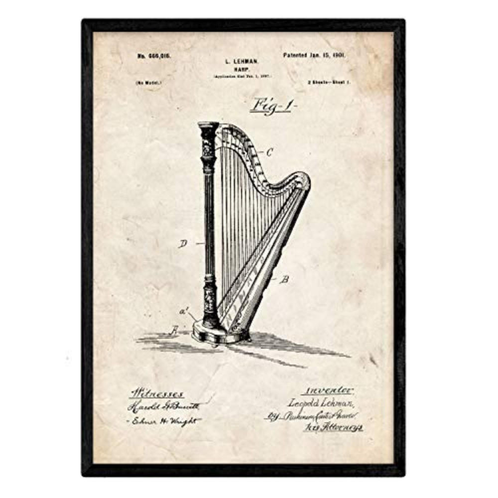 POSTER Harfe Patent A3 Rahmenlos - Klar, Papier (29.7/5/42cm) - Nacnic