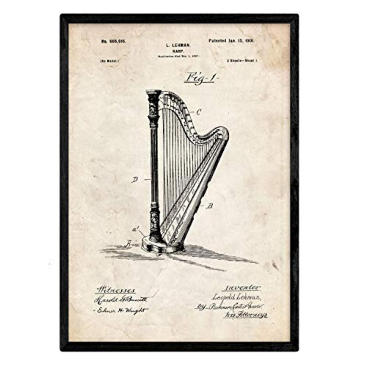 POSTER Harfe Patent A3 Rahmenlos - Klar, Papier (29.7/5/42cm) - Nacnic