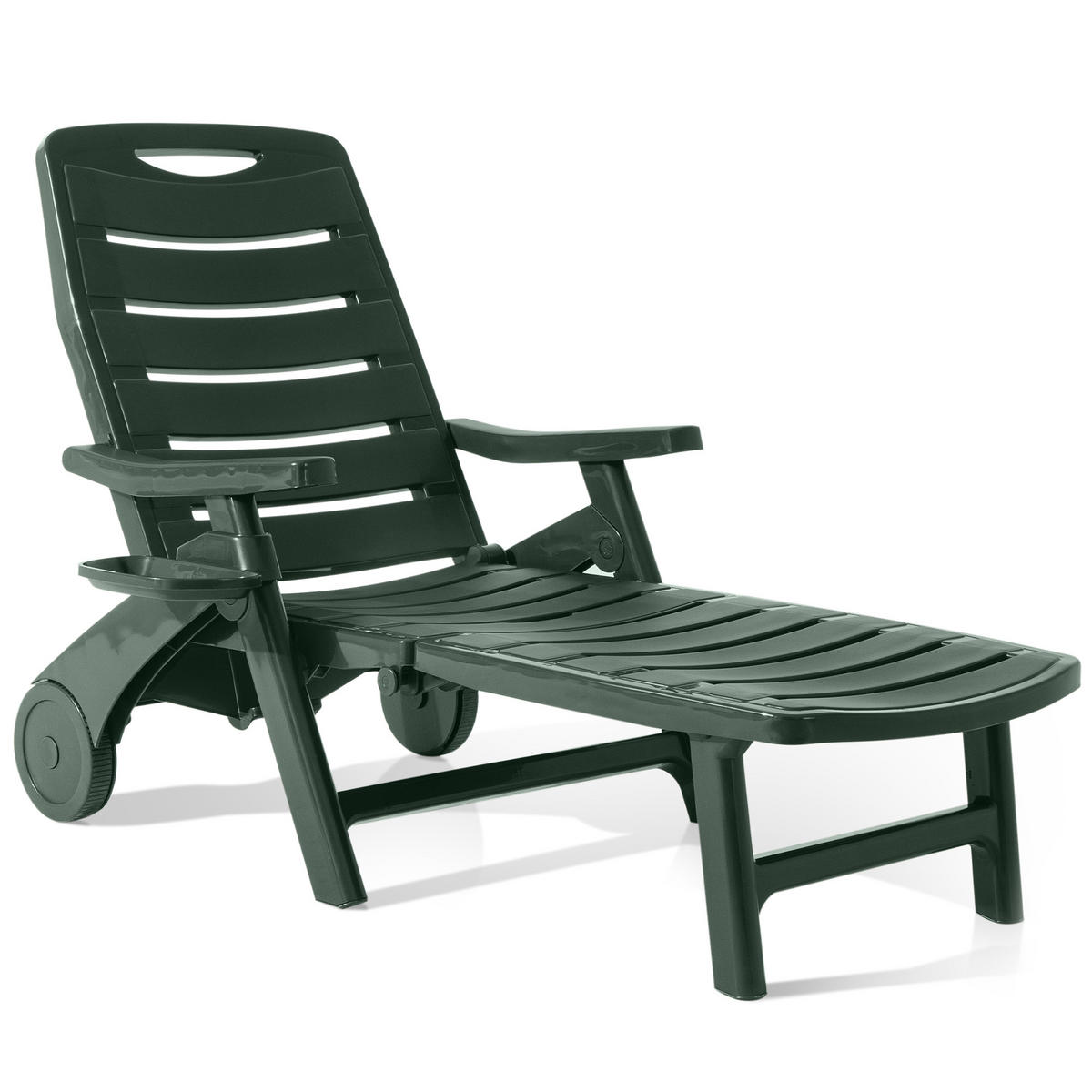 SONNENLIEGE TIDIA, Dunkelgrün - Dunkelgrün, Kunststoff (73/105/146cm) - KONSIMO®