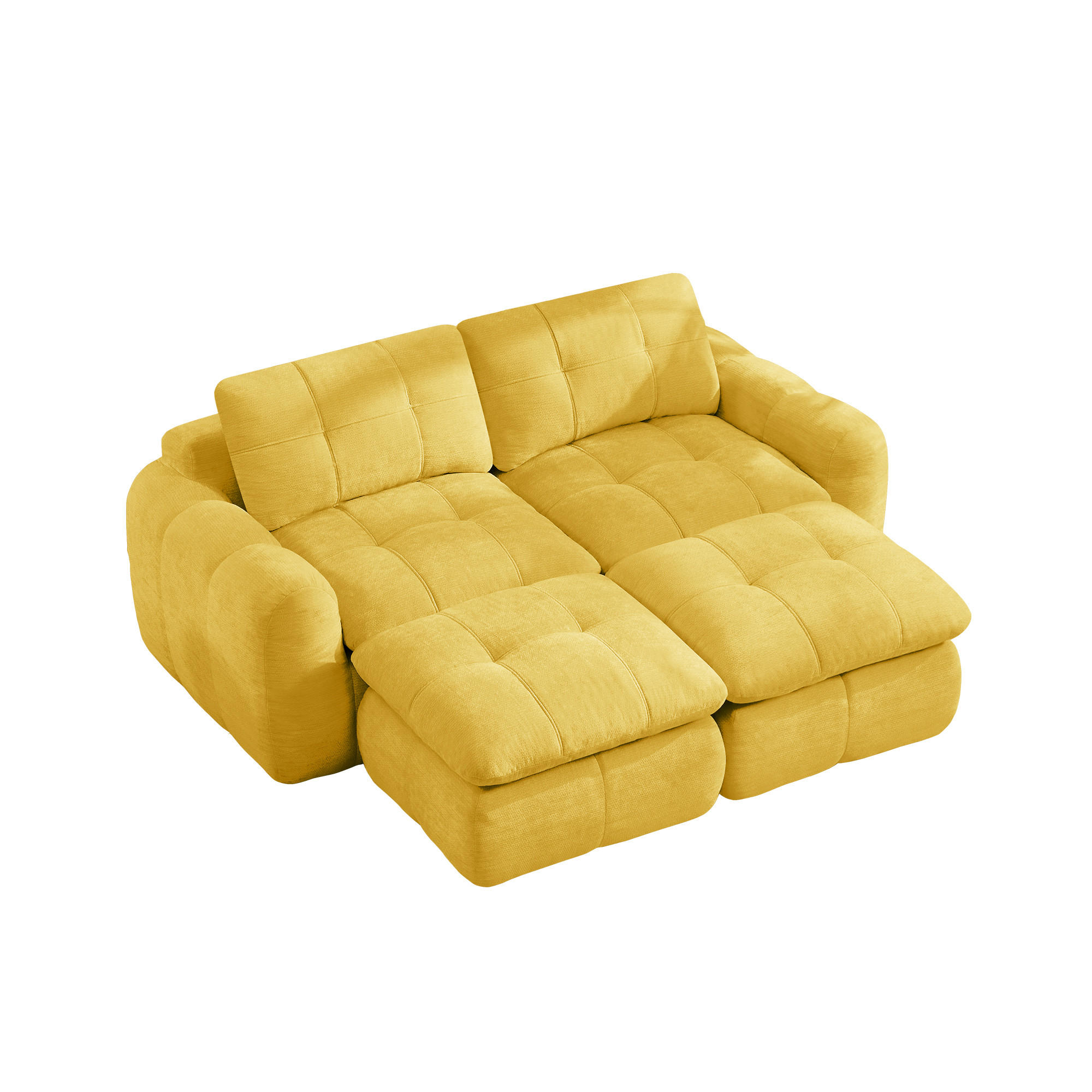 2-SITZER-SOFA DE-34464 mit 2 Ottomanen Gelb - Gelb, Textil (160/194cm) - ComfortXL