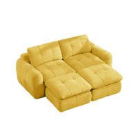 2-SITZER-SOFA DE-34464 mit 2 Ottomanen Gelb - Gelb, Textil (160/194cm) - ComfortXL