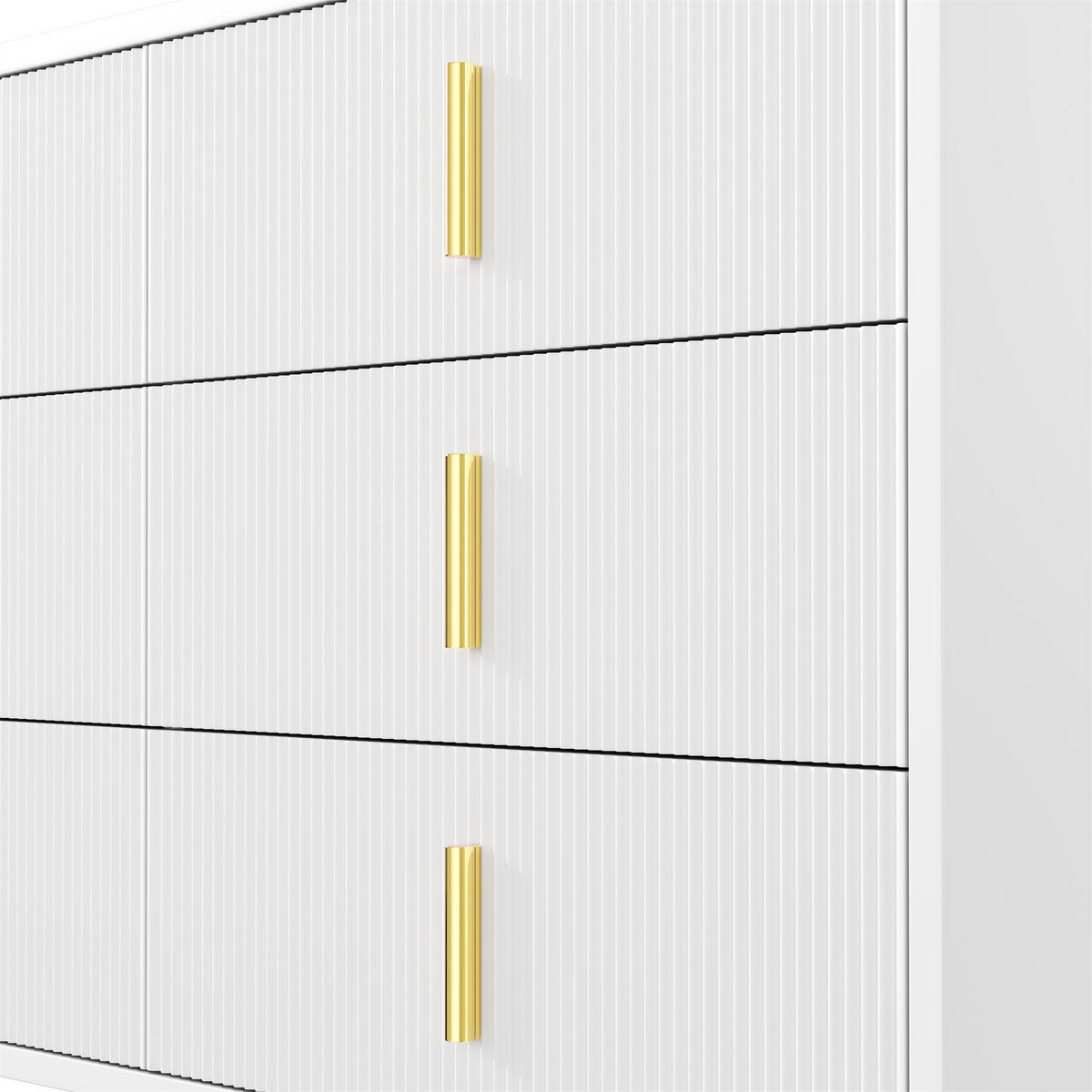 KOMODA bílá a zlatá 120 cm, 6 zásuvek, moderní - bílá, kompozitní dřevo (120/77/40cm) - Urban Meuble