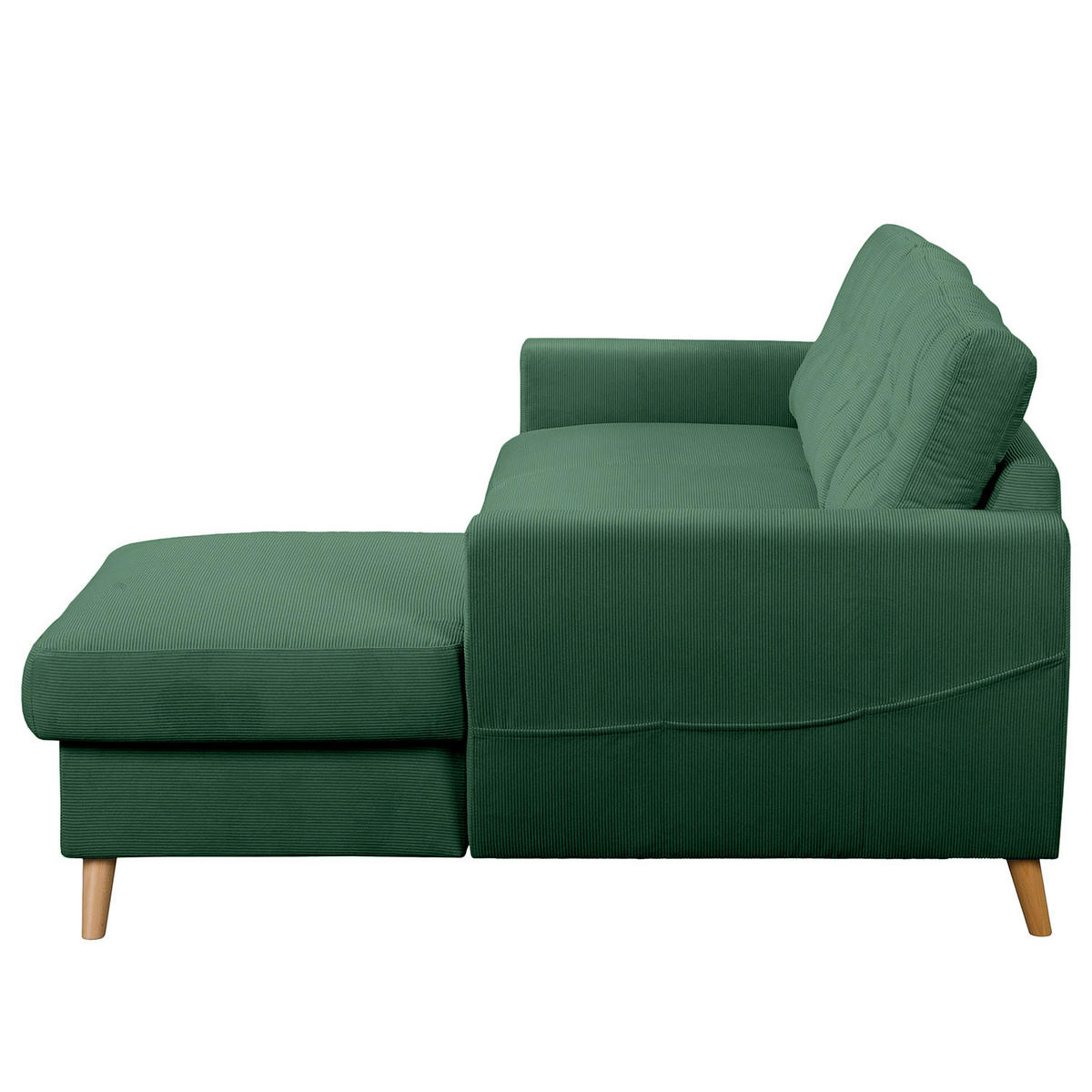 ECKSOFA mit Longchair - Waldgrün/Braun, Holz/Textil (223/148cm) - home24