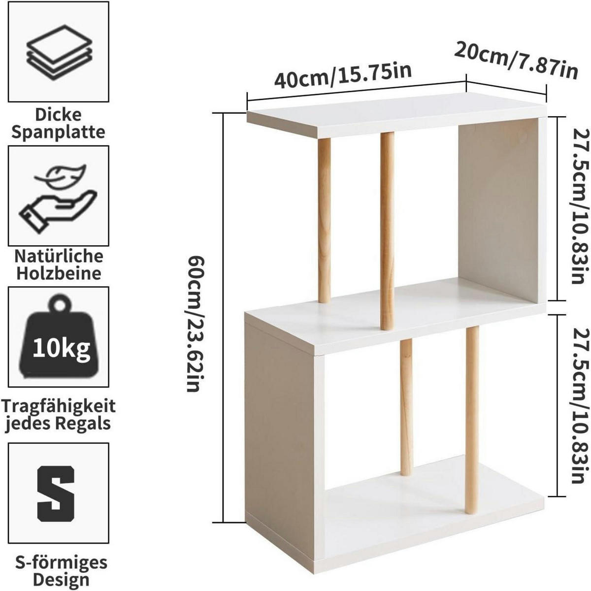 BEISTELLTISCH 60 cm hoch Weiß - Weiß, Holzwerkstoff (40/20/60cm)