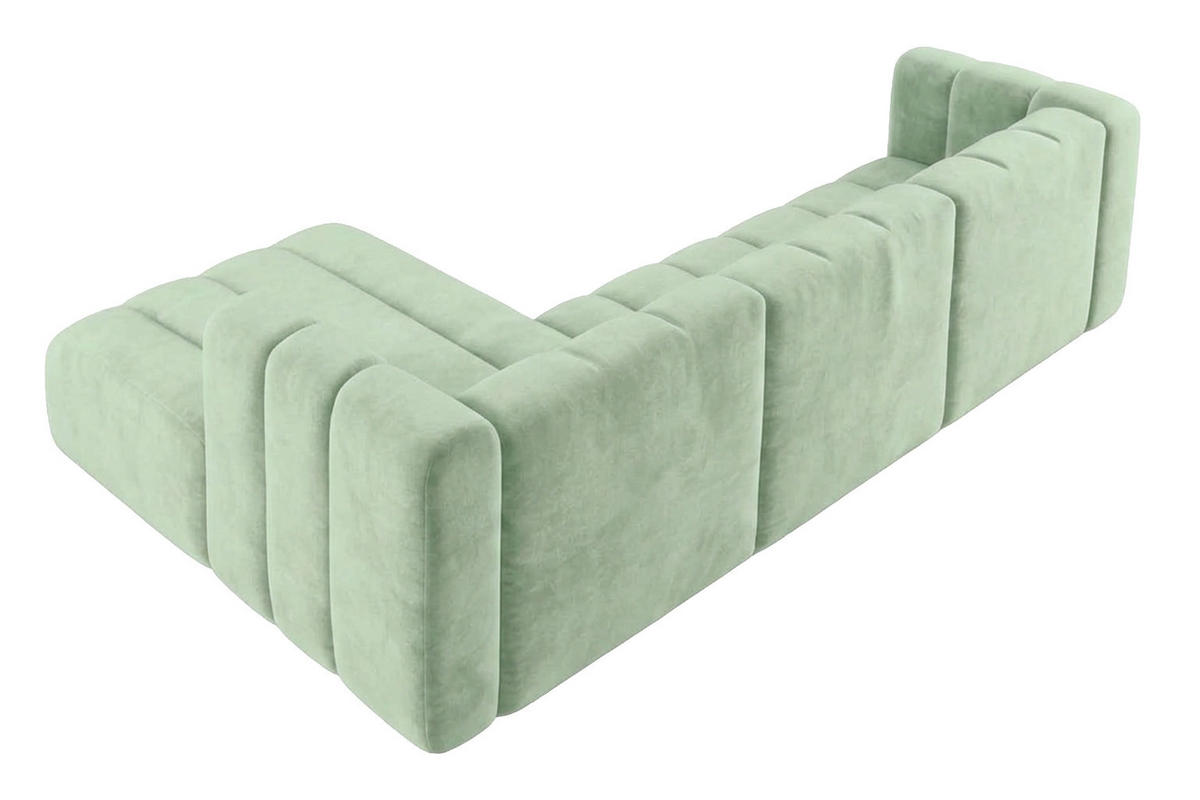 ECKSOFA Modulares In L-Form, Velvet-Stoff Riviera, Mintz, Links, GRAND 318 cm - Mintgrün, Holz (318/179cm) - Kaiser Möbel