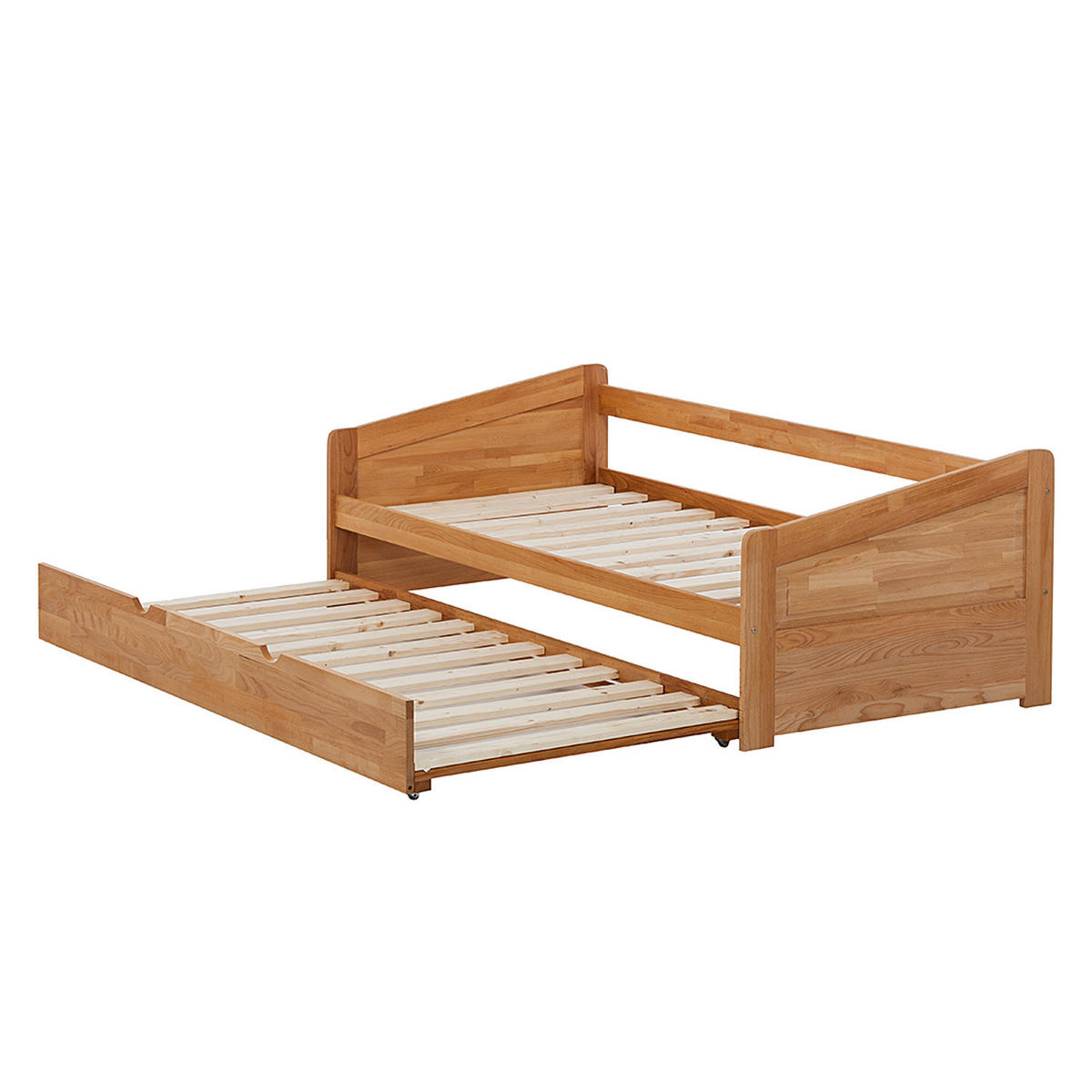 MASSIVHOLZ-FUNKTIONSBETT mit zusätzlicher Liegefläche - Kernbuche massiv - Kernbuche, Holz (90/200cm) - home24