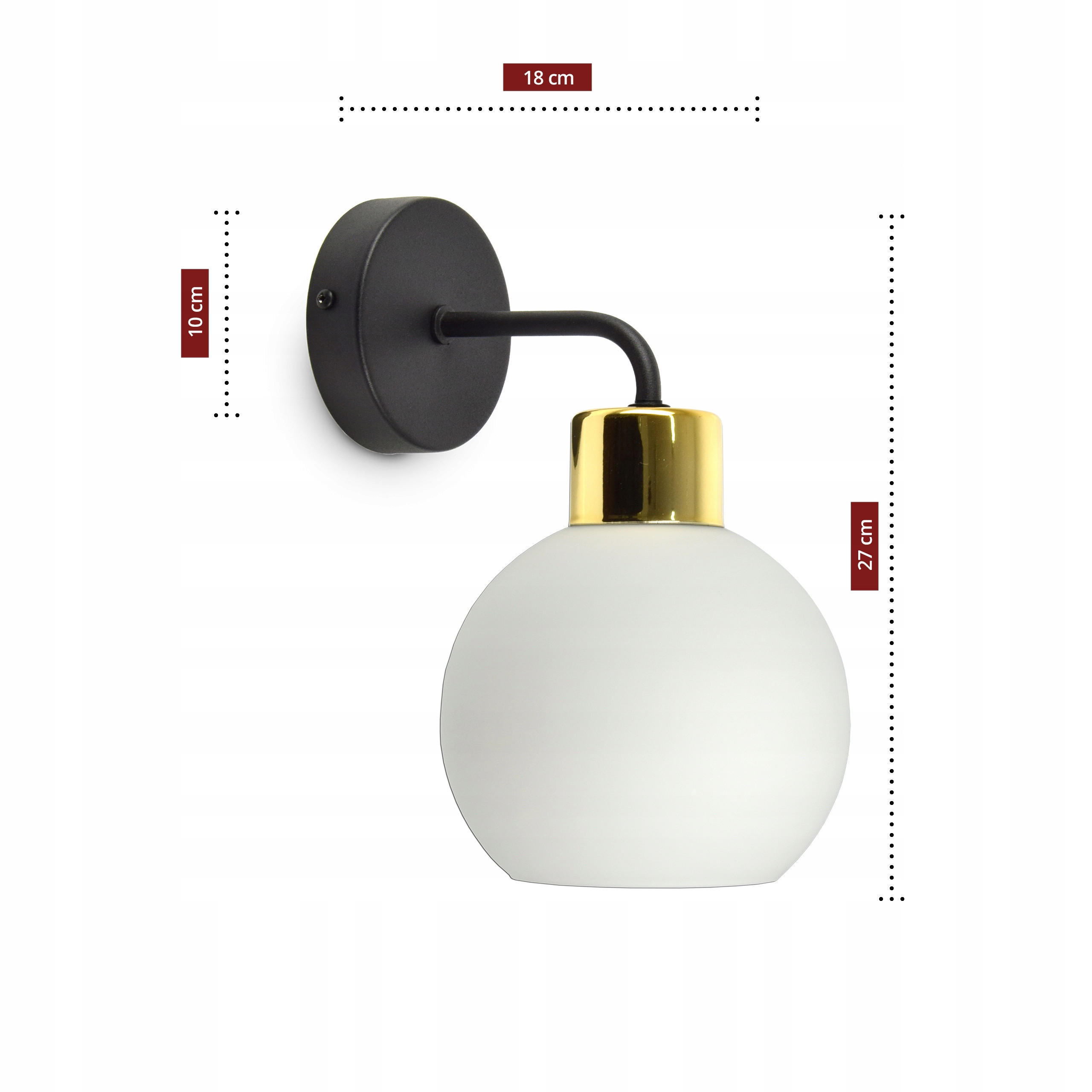 WANDLEUCHTE Milano Spot - Goldfarben/Schwarz, Glas/Metall (18/27/14cm) - kiki design