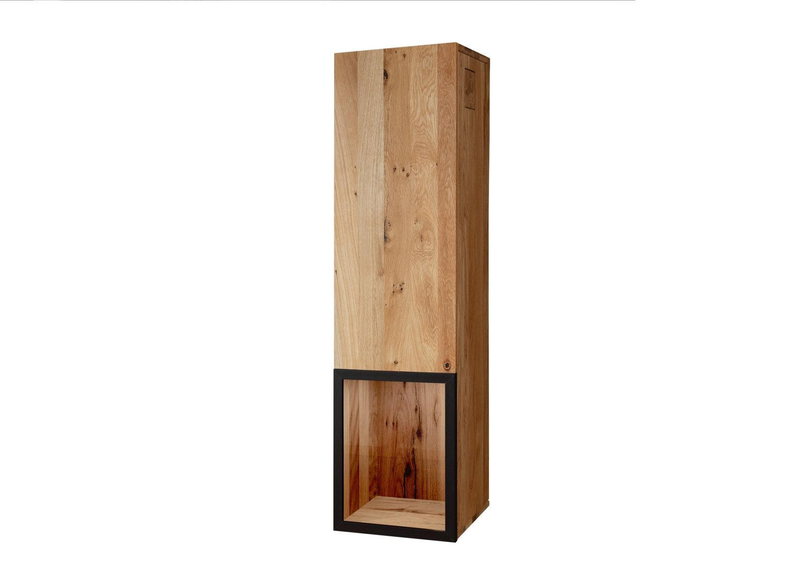 HÄNGEVITRINE Wild-/Zerreiche 33x33x124 natur geölt FRANKFURT #102 - Braun, Holz (33/124/33cm) - Massivmoebel24