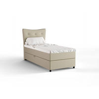BOXBETT Nevada 90x200 cm Polsterbett mit hochwertiger Bonell-Matratze und Topper - ecru - Ecru, Holz (90/200cm) - Panda Möbel