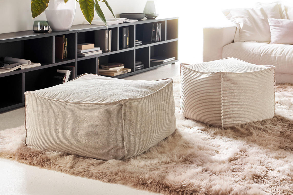 HOCKER ALEA Cremeweiß - Creme, Textil (86/38/86cm) - KAWOLA