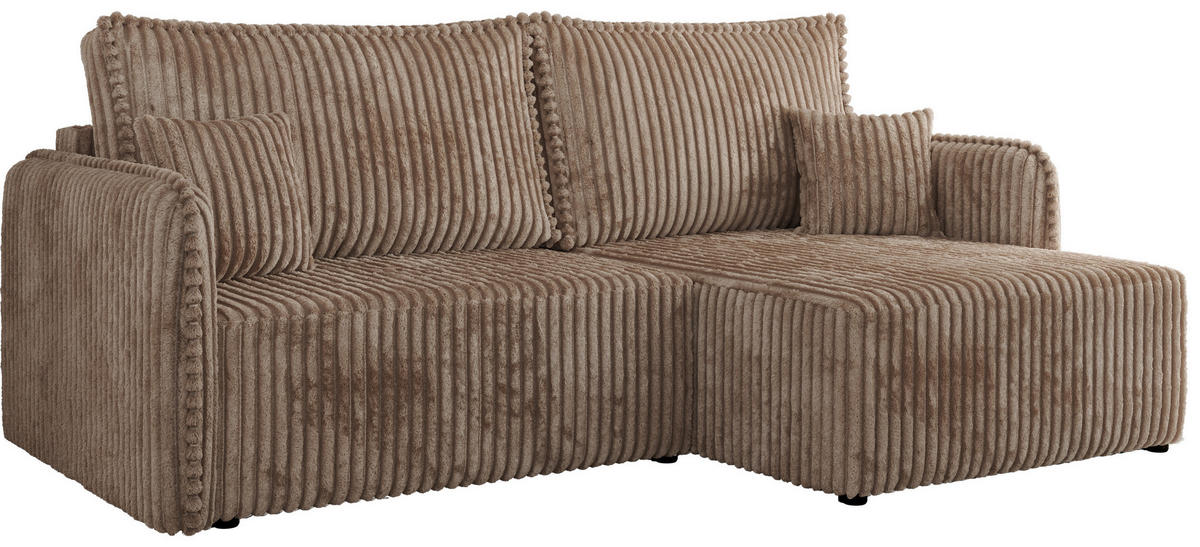 ECKSCHLAFSOFA MESTO L Braun Cord - rechts - Schwarz/Braun, Kunststoff/Textil (147/227cm) - MKS