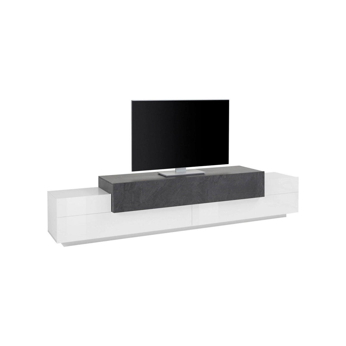 FERNSEHSCHRANK Glänzendes Weiß, Schiefer 45/240/52 cm - Schieferfarben/Weiß, Holzwerkstoff (240/52/45cm) - DMORA