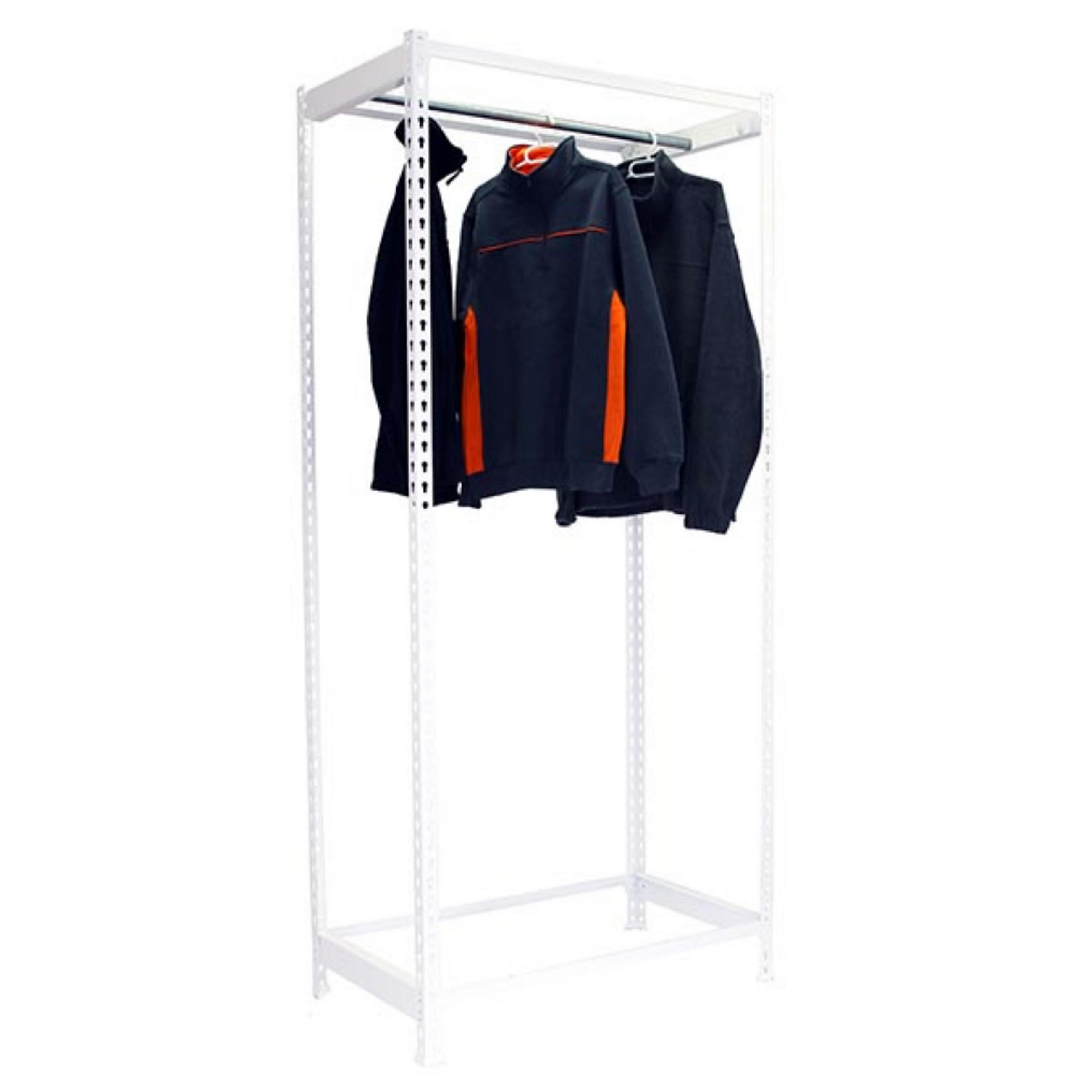 KLEIDERSTANGENREGAL Metal Einzel | HxBxT 150x90x50cm | Weiß | Kleiderständer Garderobe Klamottenregal Stangenregal Regal - Weiß, Metall (90/150/50cm) - PROREGAL