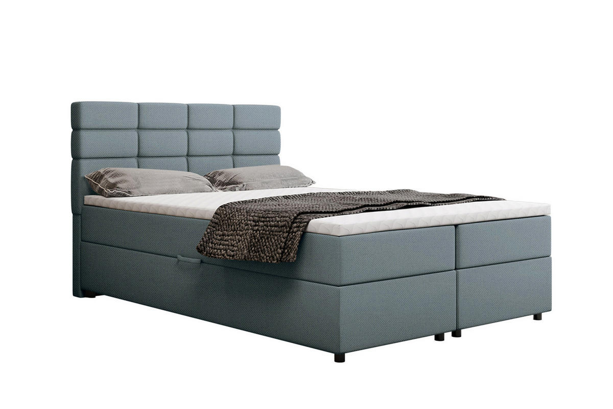 BOXBETT Reve 140 x 200 cm mit Bettkasten und Lattenrost ohne matratze - hellblau - Dunkelblau, Holz (140/200cm) - Homesy