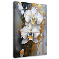 WANDBILD bemalte blumenorchidee - Weiß, Textil (40/60cm) - Feeby