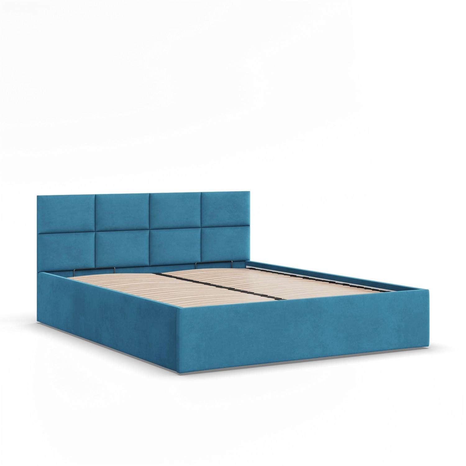 POLSTERBETT MIT KOPFTEIL 160x200 mit Bettkasten BORGO, Blau - Blau, Textil (160/200cm) - Mebligo