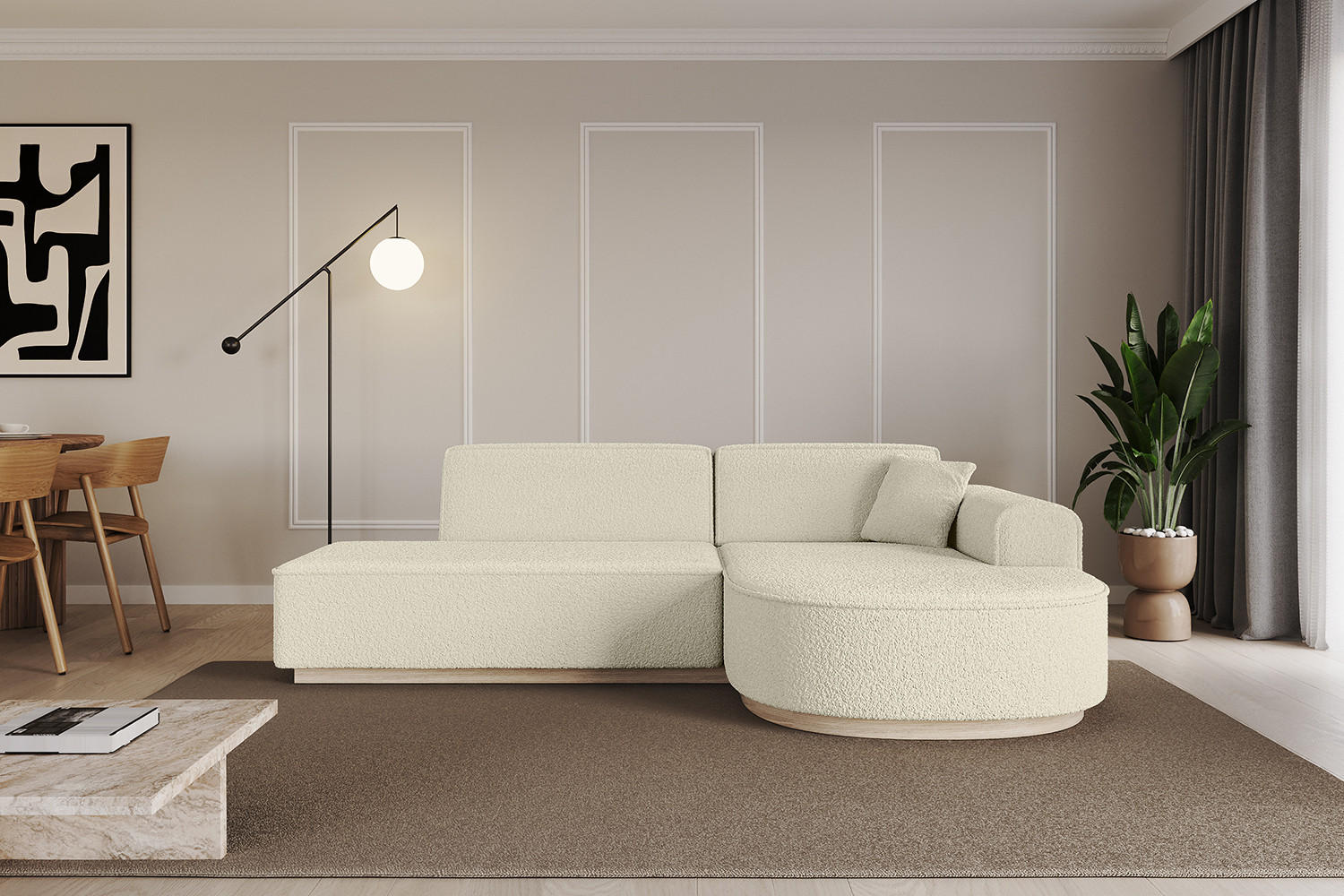 ECKSOFA Ottomane Rechts ARRIO-L1 - 243x171x83 cm Beige - Beige, Holzwerkstoff/Textil (243/171cm) - ALTDECOR