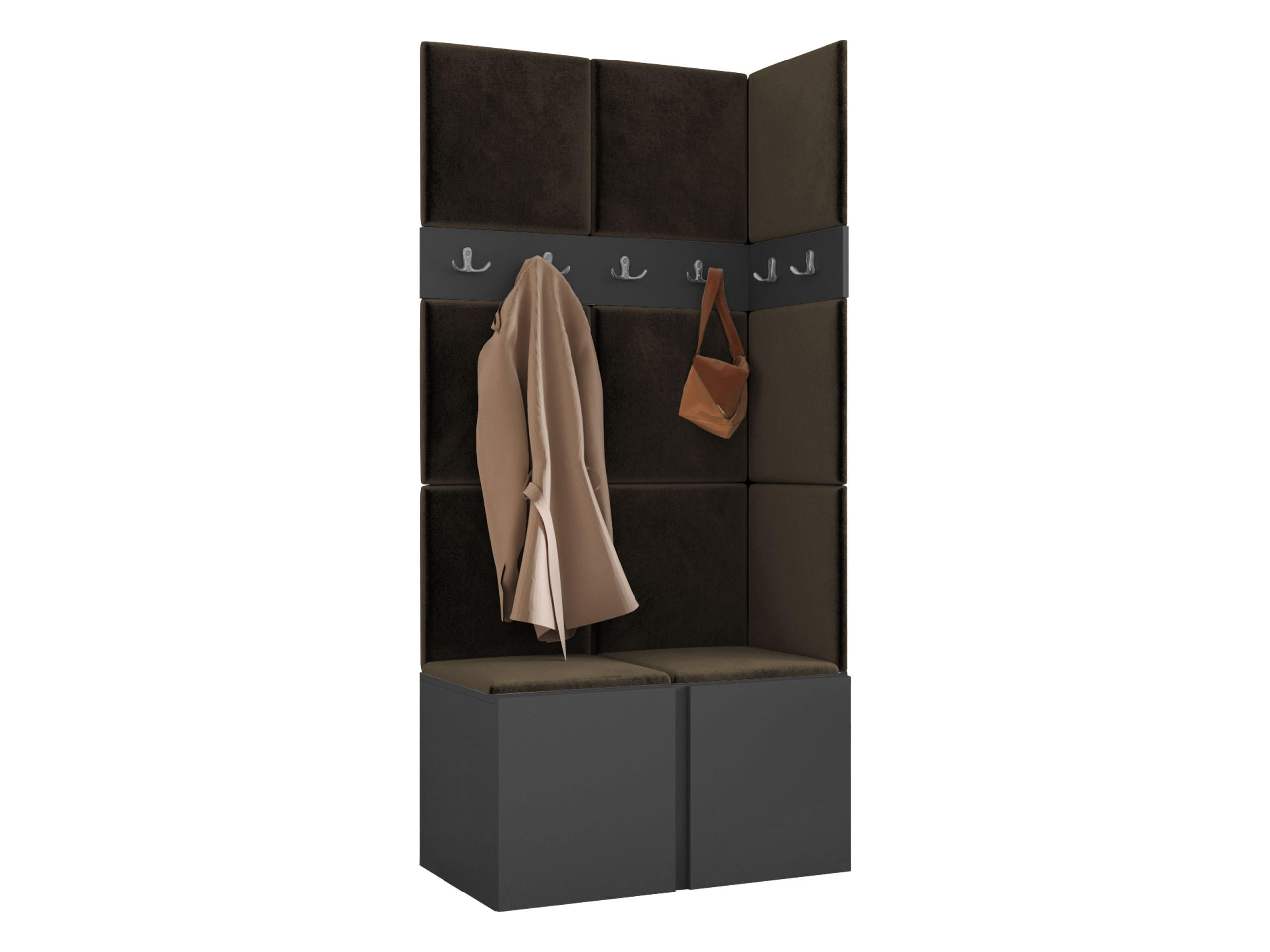 MOBILIER PENTRU HOL Orion I - maro/grafit, material plastic/compozit lemnos (84/186/46cm) - MIRJAN24