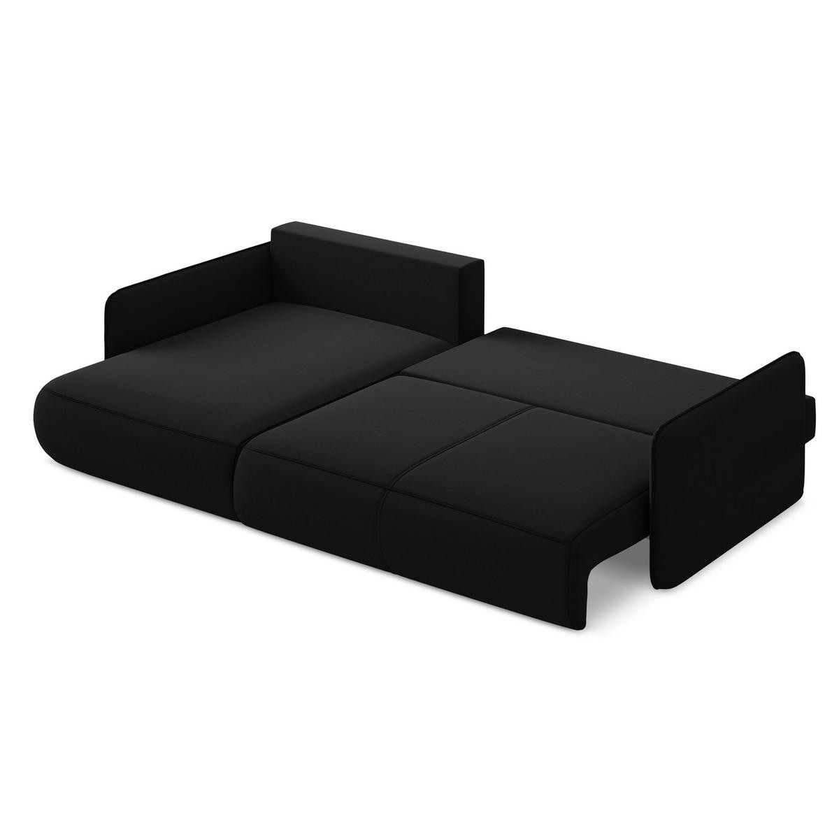ECKSOFA mit Schlaffunktion Samt Stoff Schwarz - Schwarz, Kunststoff/Textil (148/240cm) - LaMiaSofa