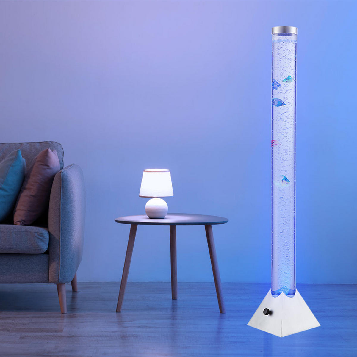 LED STEHLEUCHTE Wassersäule Klar - Klar, Kunststoff (21.5/21.5/120cm) - Globo Lighting