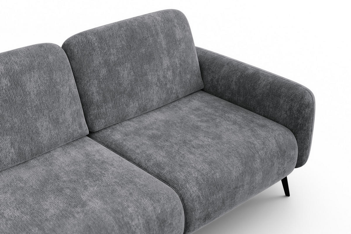 ECKSOFA FEBE 4-Sitzer LINKS, grauer Chenille-Stoff - Schwarz/Grau, Holz/Textil (264/157cm) - Wozimo