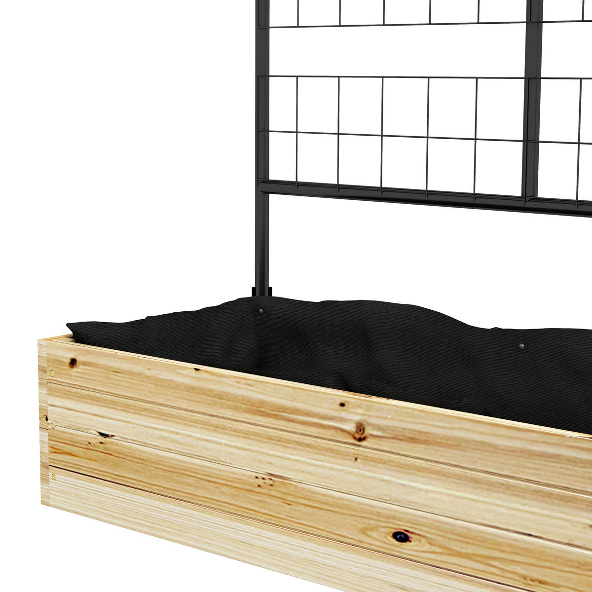 HOCHBEET mit Rankhilfe, Pflanzkasten aus Holz, für Garten, Balkon, Naturholz - Fichtefarben, Metall (38/145/80cm) - Outsunny