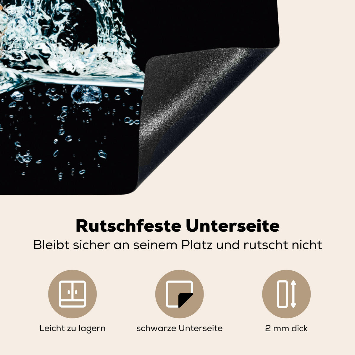 HERDABDECKPLATTE Wasser - Obst - Orange - Erdbeere - Kirsche - Schwarz 77x59 cm - Orange, Kunststoff (77/59/0.2cm) - MuchoWow