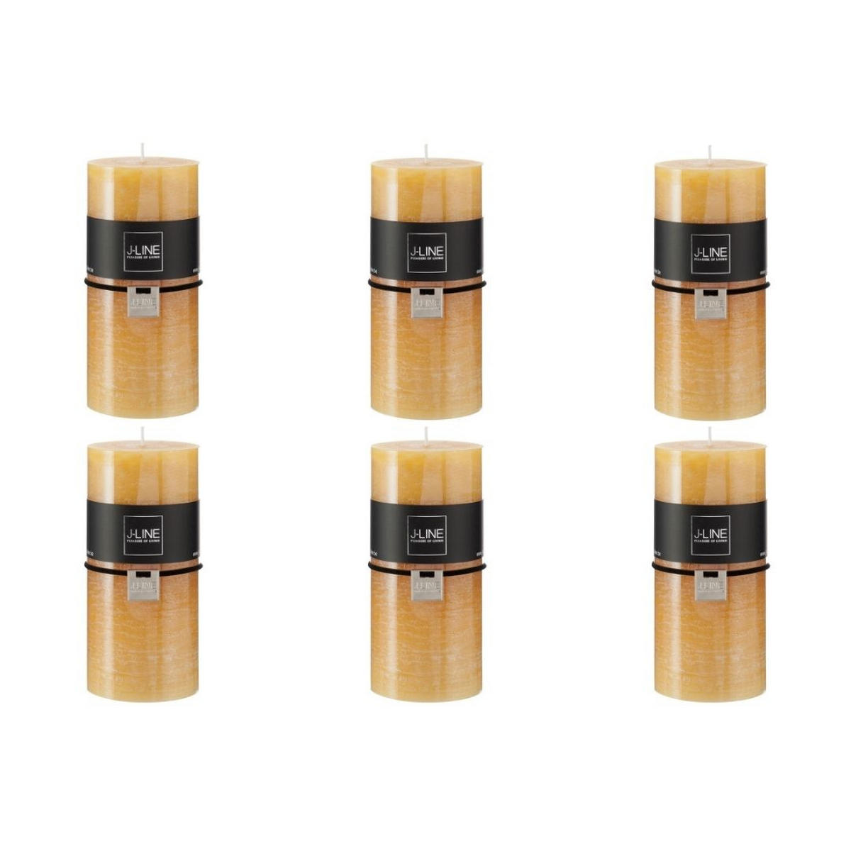 DUFTKERZE ZART - Gelb - L - 52 Std. - 6er set - Gelb, Paraffin (7/15cm) - J-Line