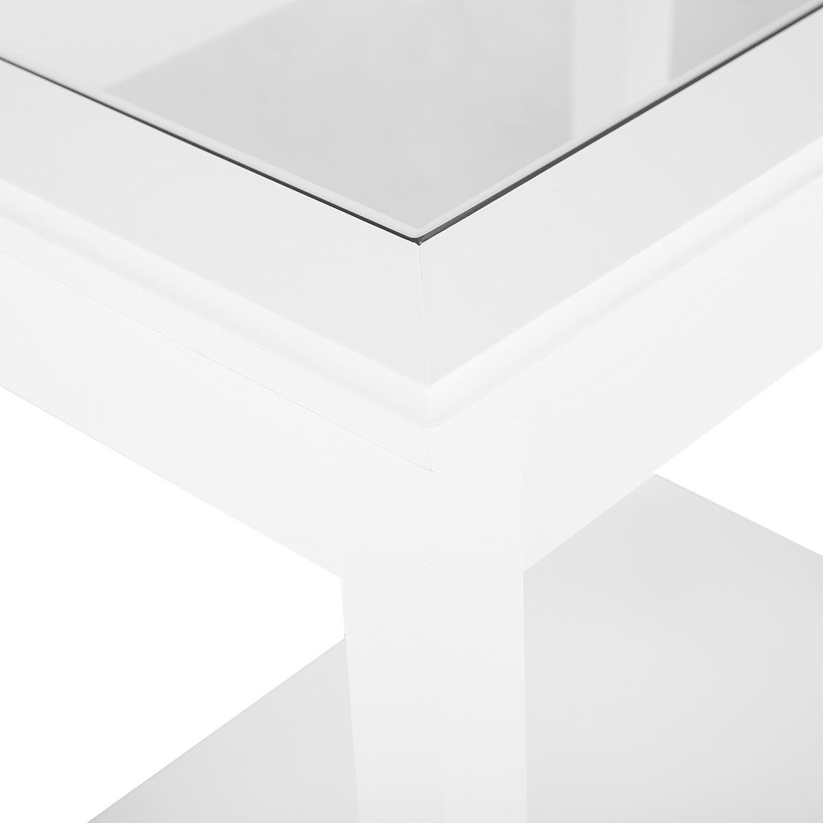 BEISTELLTISCH weiß Glas rechteckig 40/57 cm Attu - Weiß, Holzwerkstoff (40/57/60cm) - Beliani