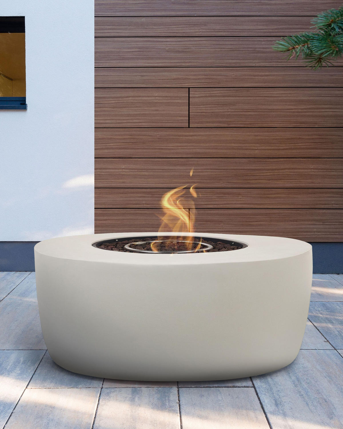 FEUERSTELLE Grau Indus - Grau, Naturmaterialen (92/38/92cm) - Beliani