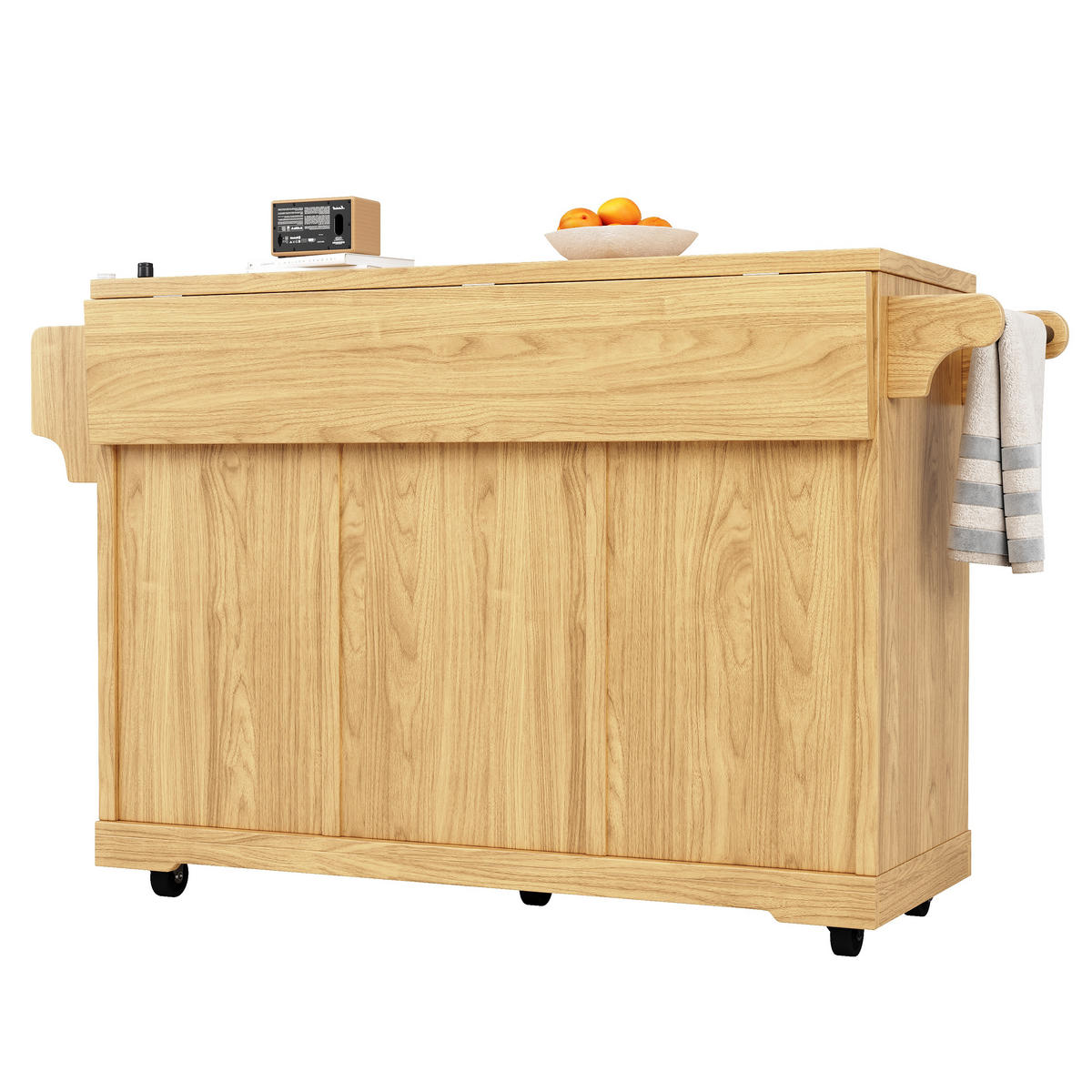 KÜCHENINSEL Weinregal Stauraum Naturbraun - Naturfarben, Holzwerkstoff (142.5/95/80cm) - FLIEKS