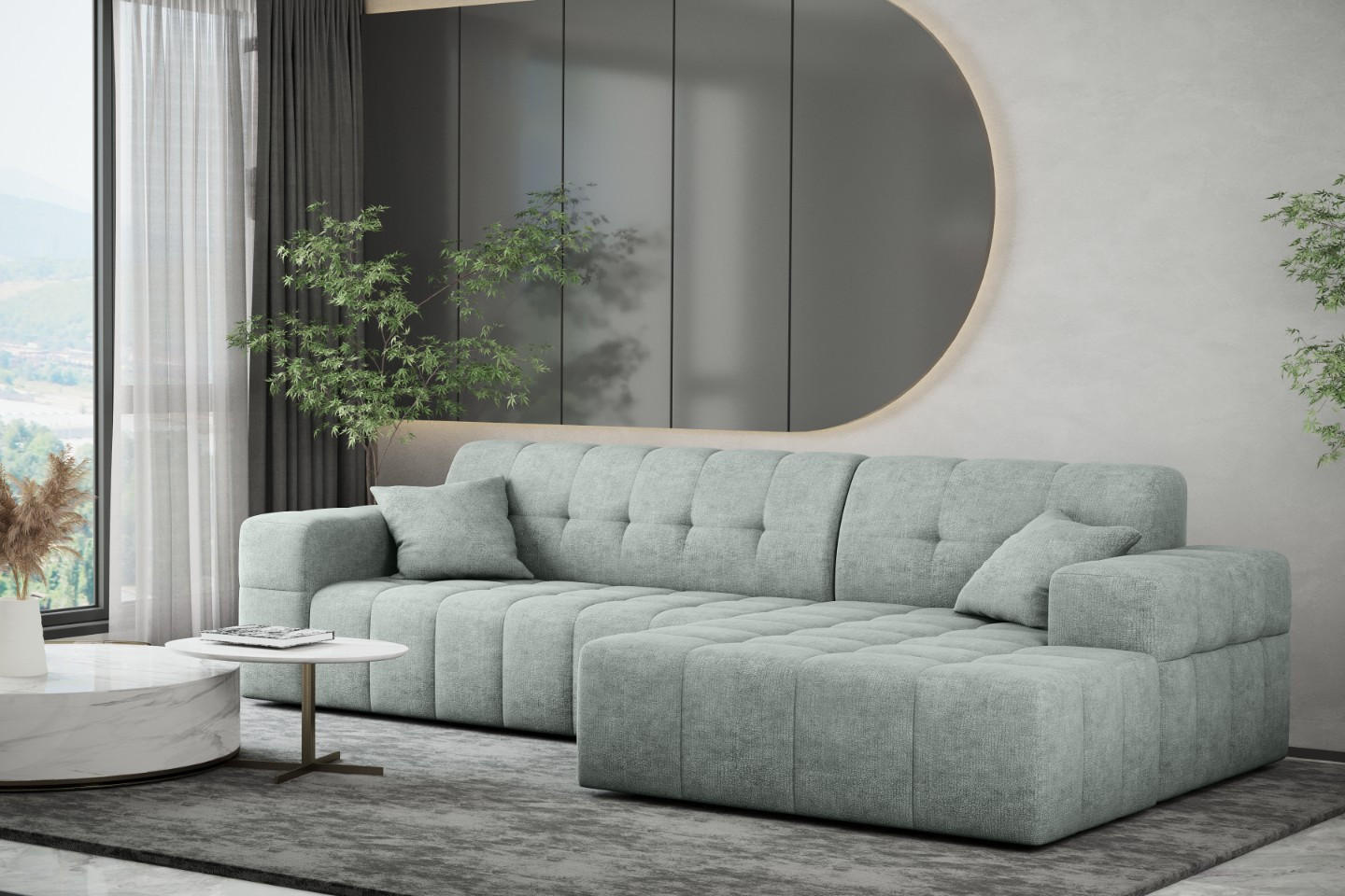 ECKSOFA NIMES Stoff Perfect Harmony Mintz Rechts - Mintgrün, Holz/Kunststoff (265/168cm) - Kaiser Möbel