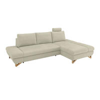 ECKSOFA beige Struktur-Stoff, Sofa mit Bettfunktion und Stauraum 284 cm - Beige, Holz/Textil (284/166cm) - Furn.Design