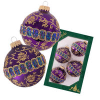 CHRISTBAUMKUGELN Borte Royal Violett 7cm (Glas / 4 Stk.) - Violett, Glas (6/7/6cm) - Krebs Glas Lauscha