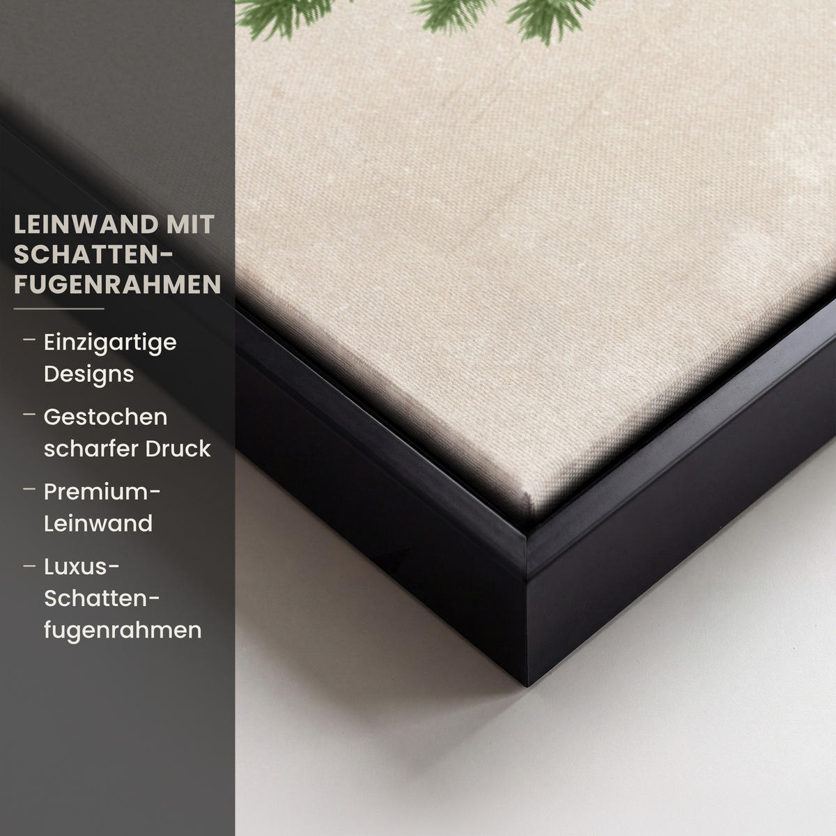 LEINWAND Bilder mit Rahmen - Weihnachtsbaum - Grün - Weihnachten - Feiertage - 40x60 - Olivgrün, Textil (40/60cm) - MuchoWow