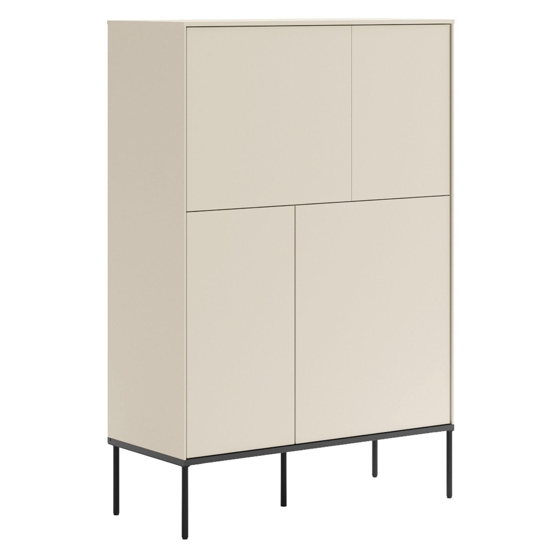HIGHBOARD Bellezo Creme 95 cm hoch - Creme/Schwarz, Holzwerkstoff/Metall (95/142/41cm) - Selsey