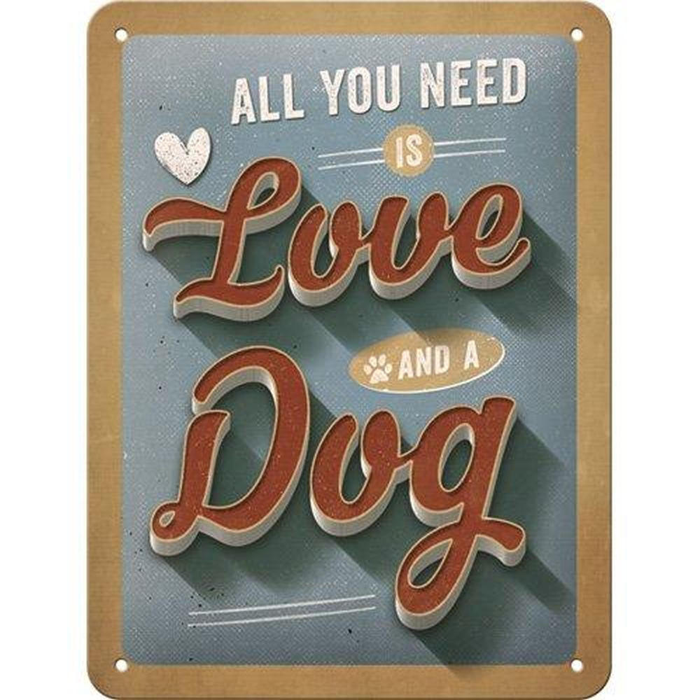 BLECHSCHILD 15/20 cm PfotenSchild Love Dog - Multicolor, Metall (15/20/0.5cm) - Nostalgic-Art