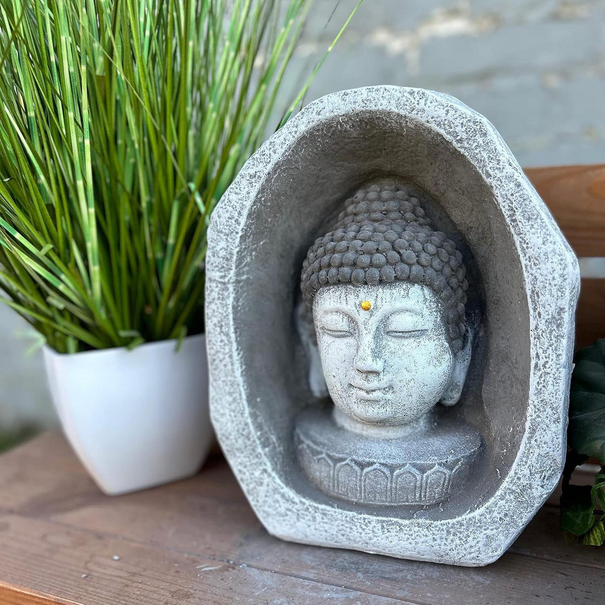 STEINFIGUR Meditationsstein Shiva Kopf frostfest wetterfest Steinguss - Grau, Stein (21/28/14cm) - stoneandstyle