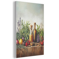 AKUSTIKBILD Stilleben - Kräuter - Gewürze - Früchte - Farbenfroh Wanddeko 60x90 cm - Grün, Kunststoff (60/90/0.9cm) - MuchoWow