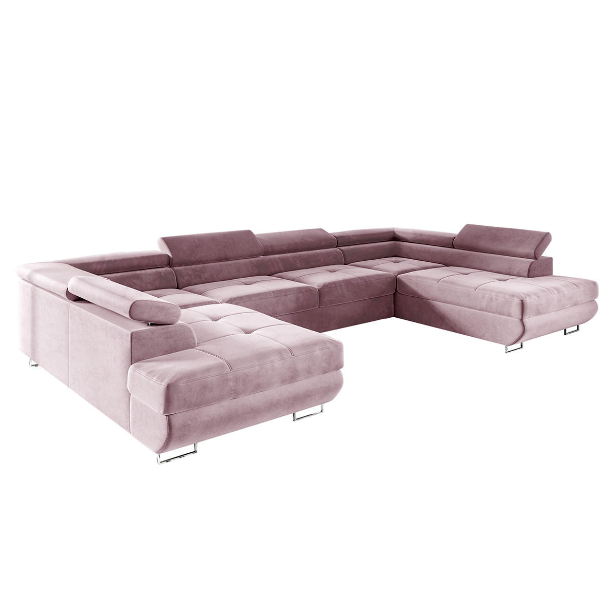 PANORAMASOFA Wilson 5 Sitzplätze Rose - Pink, Holzwerkstoff (335/72/201cm) - Petits-meubles