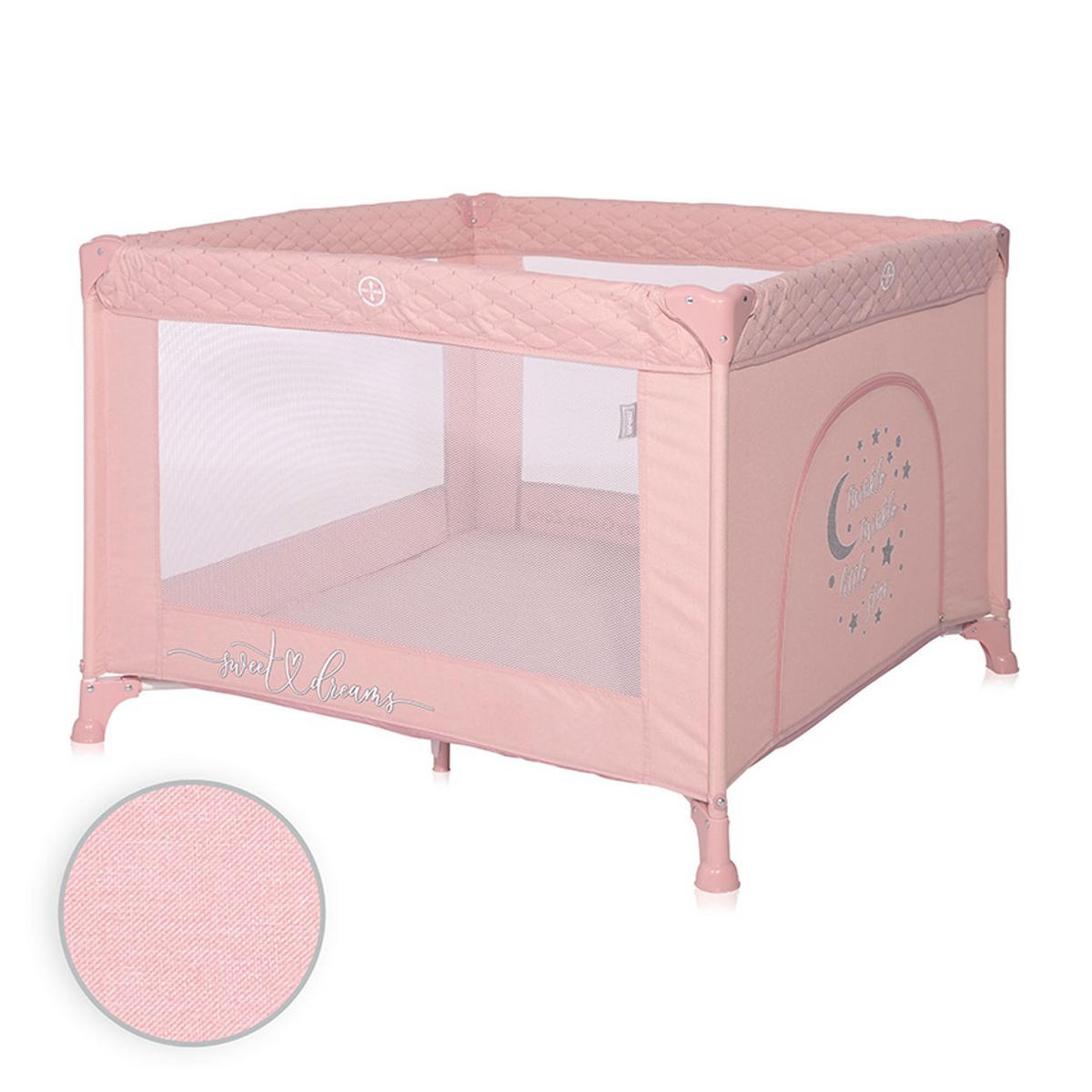 REISEBETT Sunny pink seitliche Öffnung, Matratze, Tragetasche - Pink, Metall (95/95cm) - Lorelli