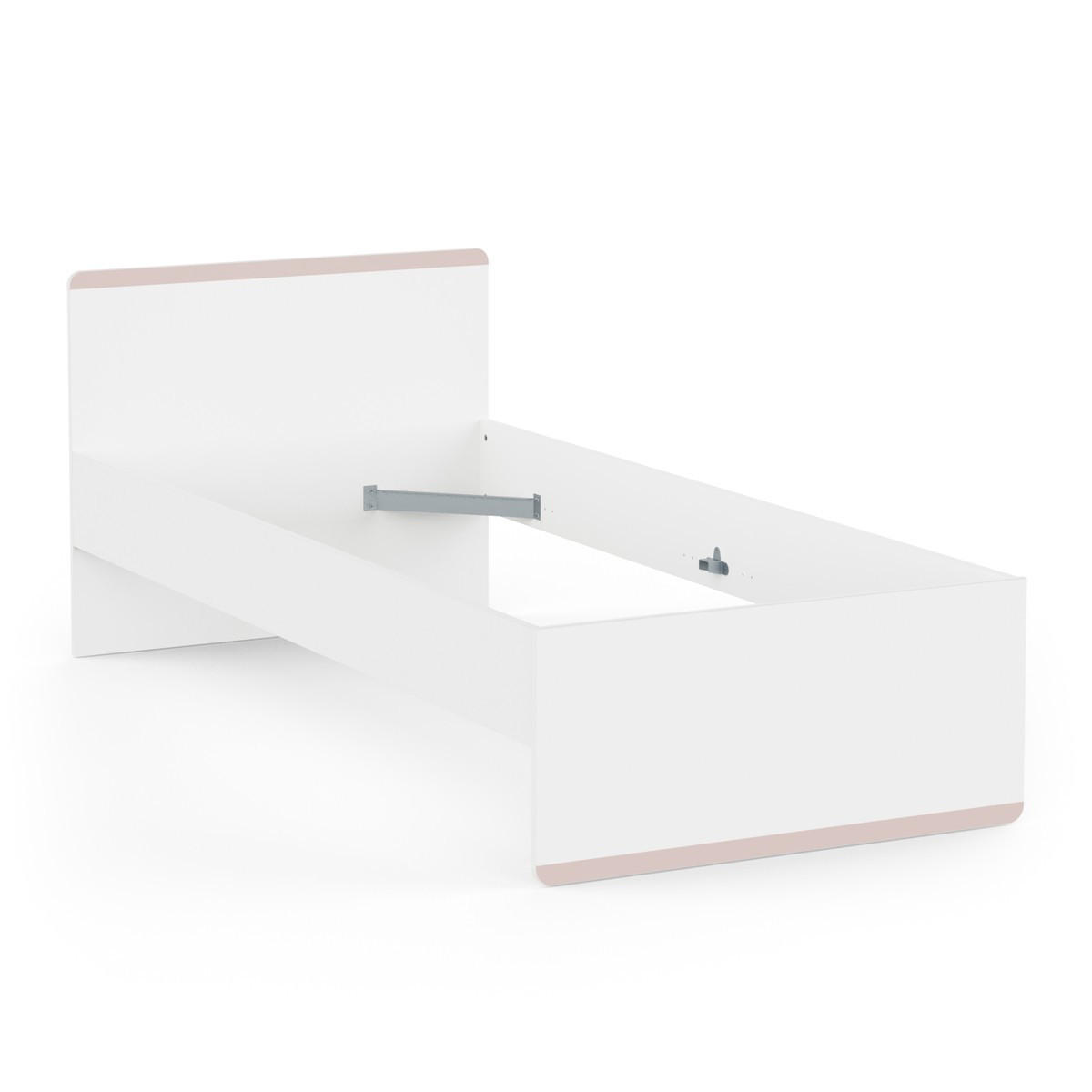 BETT in Weiß, Sturmblau und Aprikose mit einem Set von 2 Schubladen 95/202,8/80,6 cm - Weiß, Holzwerkstoff (190/90cm) - Calicosy