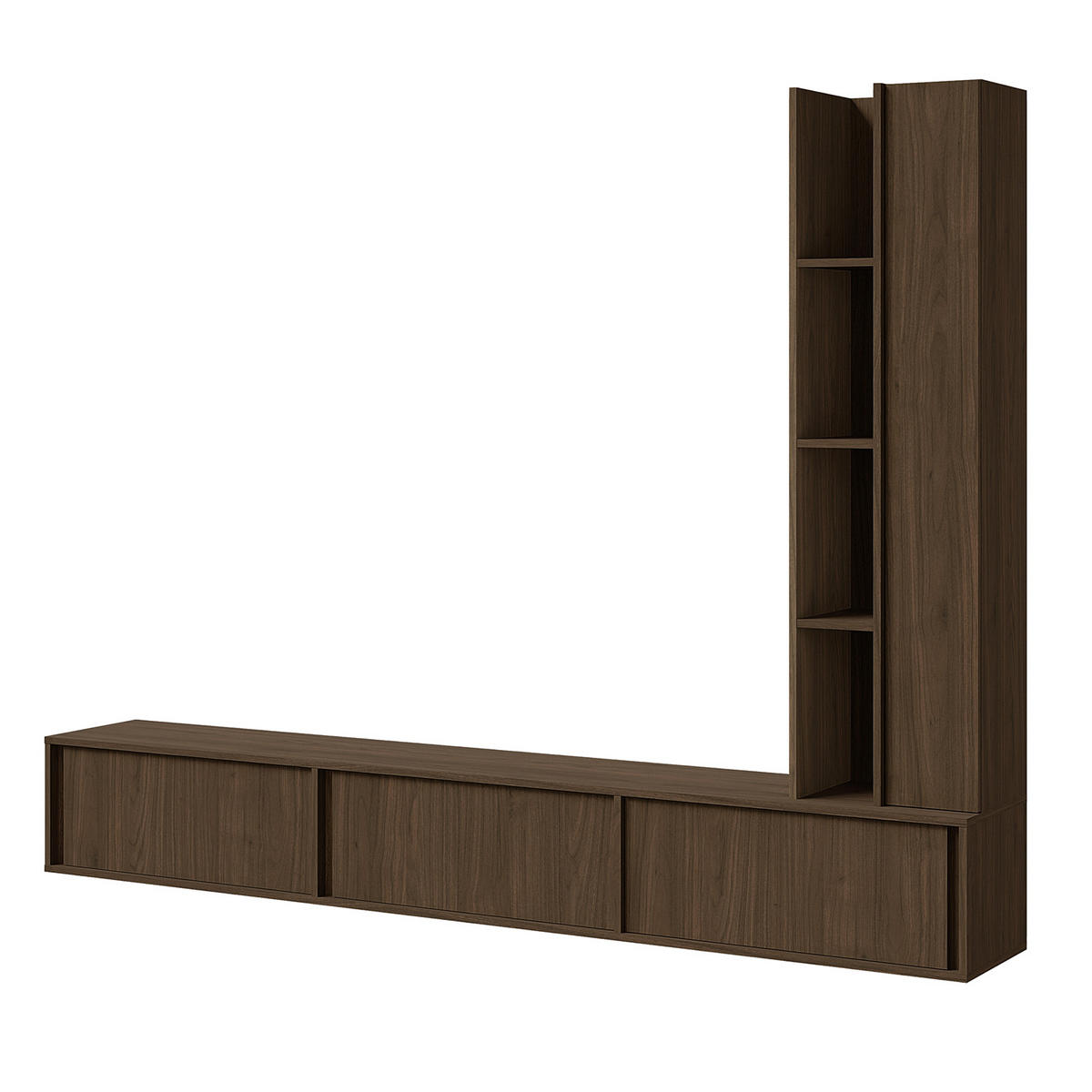TV STOLEK Vero se 3 dvířky, závěsný nebo stojící, 230 cm, ořechová barva - barva vlašského ořechu, kompozitní dřevo (230/40/35cm) - Beautysofa
