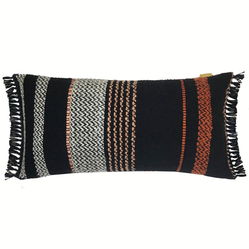 DEKOKISSEN Bouclé mehrfarbig Schwartz 37x70 - Multicolor/Schwarz, Textil (70/37/12cm) - Malagoon