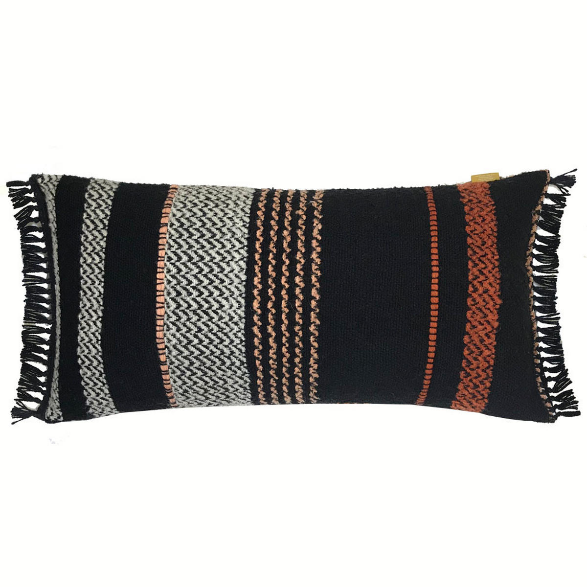 DEKOKISSEN Bouclé mehrfarbig Schwartz 37x70 - Multicolor/Schwarz, Textil (70/37/12cm) - Malagoon