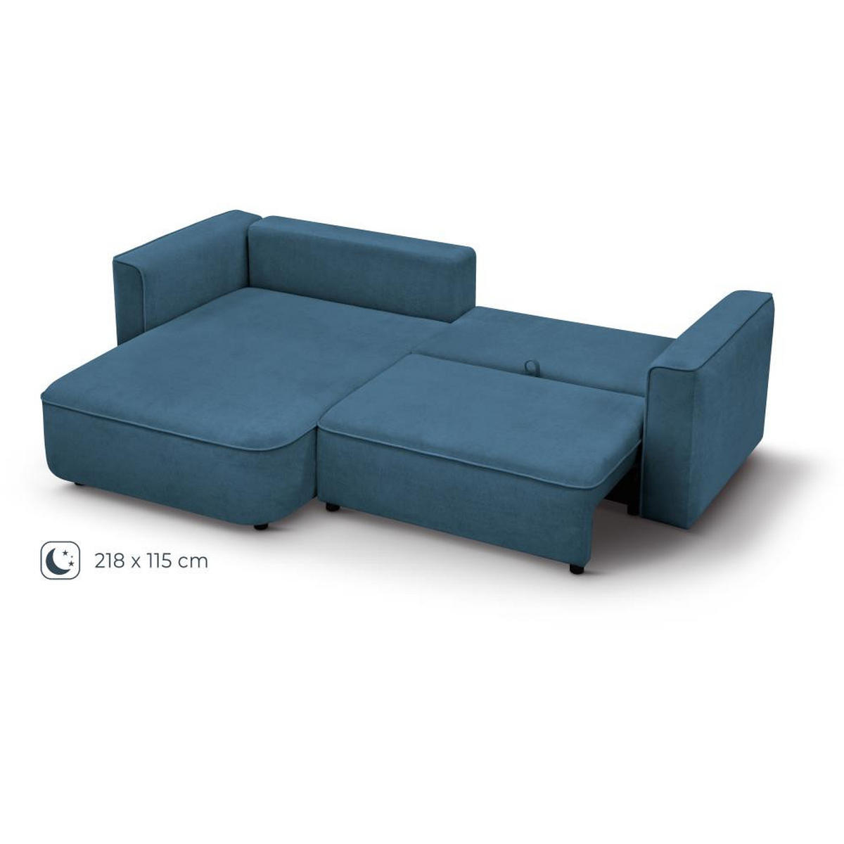 ECKSCHLAFSOFA Carlos dunkelblau - Schwarz/Dunkelblau, Kunststoff/Textil (265/170cm) - Beautysofa